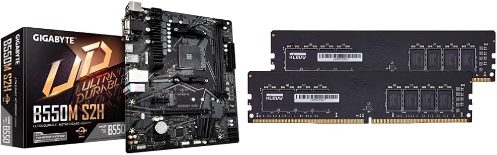 【セット買い】GIGABYTE B550M S2H マザーボード MicroATX [AMD B550 チップセット搭載] MB4996 &  KLEVV デスクトップPC用 メモリ DDR4 2666 PC4-21300 8GB x 2枚 16GB キット 288pin SK hynix製 
